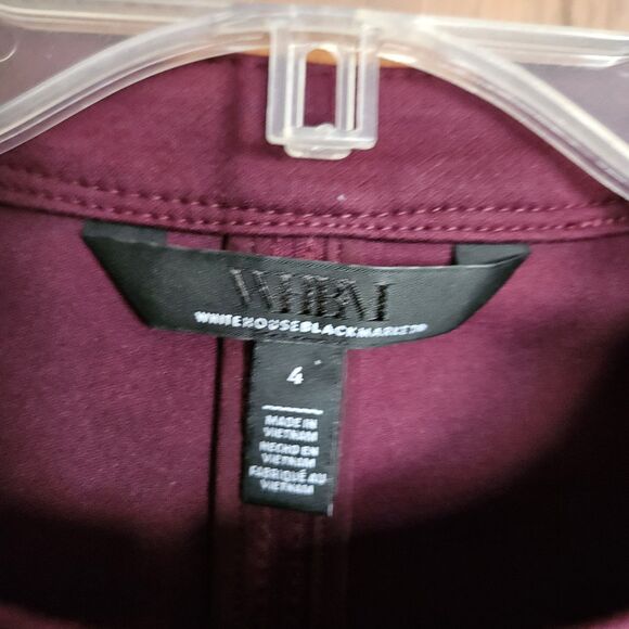 WHBM Burgandy Military Button Blazer Dress Suit Jacket Women's SIZE 4 Luxe - Picture 9 of 10